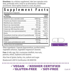 Bluebonnet Stress B Complex capsules in hand illustrating easy daily nutrition.