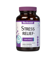 BlueBonnet Stress Relief capsules bottle for easy daily calming support.