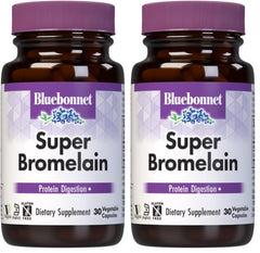 BlueBonnet Super Bromelain capsules in package, convenient 30-count per pack for daily support.