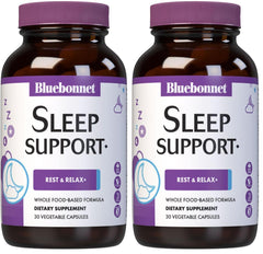 BlueBonnet Targeted Choice Sleep bottle with vegan rest-support capsules.
