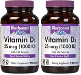 BlueBonnet Vitamin D3 1000 IU softgels bottle for bone and immune support.