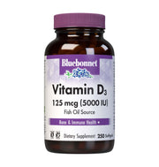 BlueBonnet Vitamin D3 5000 IU softgels bottle for convenient daily bone support.