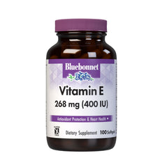 Bluebonnet Vitamin E 400 IU bottle with softgels for daily antioxidant support