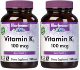 BlueBonnet Vitamin K1 100 mcg bottle front showing vegan, high-bioavailability K1 for bone health.