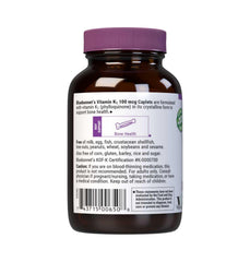 BlueBonnet Vitamin K1 100 mcg cap-closeup highlights amber glass packaging preserving potency and sustainability.