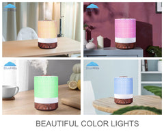 BlueHills diffuser LED colors create ambient lighting and mood options.