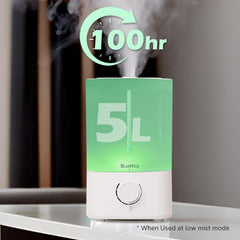 BlueHills diffuser with 7 LED color options enhances ambiance and mood lighting.