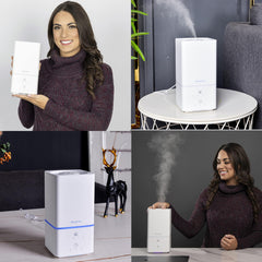 BlueHills square white diffuser front view complements modern decor while scenting large spaces.