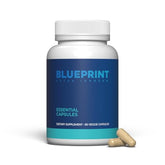 Blueprint Bryan Johnson Essential Capsules bottle front, vegan daily multivitamin for balanced wellness