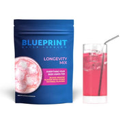 Blueprint Bryan Johnson Longevity Mix bottle front, vegan daily wellness formula