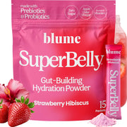 Blume SuperBelly bottle pour shows hydration with hibiscus flavor.