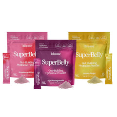 Blume SuperBelly Lemon Ginger sticks for refreshing hydration and gut-friendly flavor.