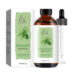Blusheva Beauty peppermint oil bottle pour for refreshing diffuser use.