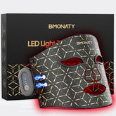 BMONATY red light mask on the face front view, convenient for at-home sessions.