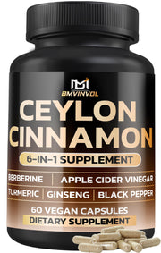 BMVINVOL Ceylon Cinnamon Capsules bottle for daily wellness and convenience.