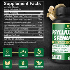 BMVINVOL Psyllium Husk bottle label highlighting natural fiber ingredients