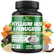 BMVINVOL Psyllium Husk fiber capsules shown in bottle for daily digestion support
