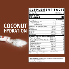 Boba Tea Hydration coconut water powder close-up highlighting natural electrolytes
