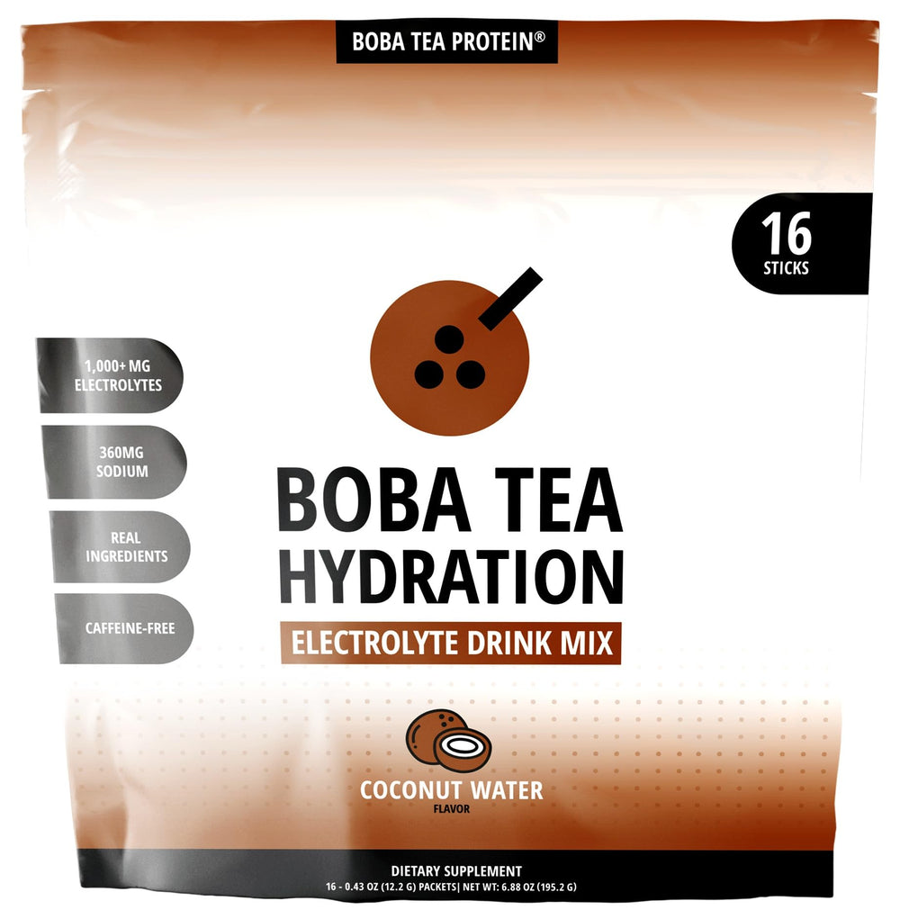 Boba Tea Hydration stick packets for on-the-go electrolyte refreshment