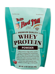 Bob's Red Mill All Natural Whey Protein Powder container highlighting high-quality protein for workouts.