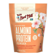 Bob's Red Mill Gluten Free Almond Protein Powder in a jar, ideal for gluten-free baking.