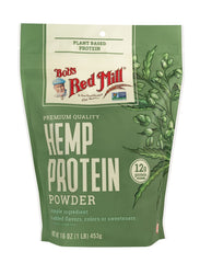 Bob's Red Mill hemp protein powder poured into a shake for easy mixing.