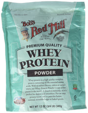 Bob's Red Mill whey protein concentrate bottle for quick shakes