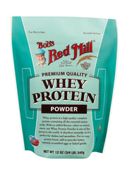 Bob's Red Mill Whey Protein Powder bag front, ideal for quick shakes and smoothies.
