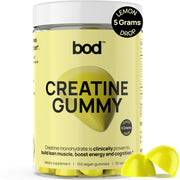 Bod Creatine Gummies lemon drop bottle, easy daily energy support.