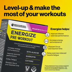 Single-serve BODi Energize stick pack for quick, convenient pre-workout energy.