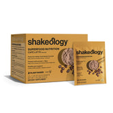 BODi Shakeology Cafe Latte tub label showcasing gluten-free plant protein blend