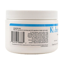 Body Force Kidney Formula label closeup showing key benefits and dosage information.