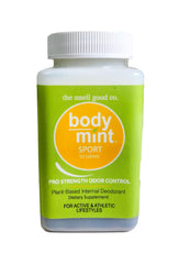 Body Mint Sport bottle front view highlights aluminum-free, plant-based freshness