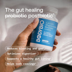 BodyBio Butyrate label closeup reveals clean ingredients and third-party tested quality.
