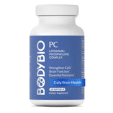 BodyBio PC bottle highlighting brain health for sharper focus.