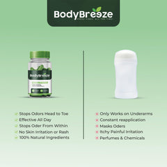 BodyBreeze bottle with glass illustrates easy daily use for freshness.