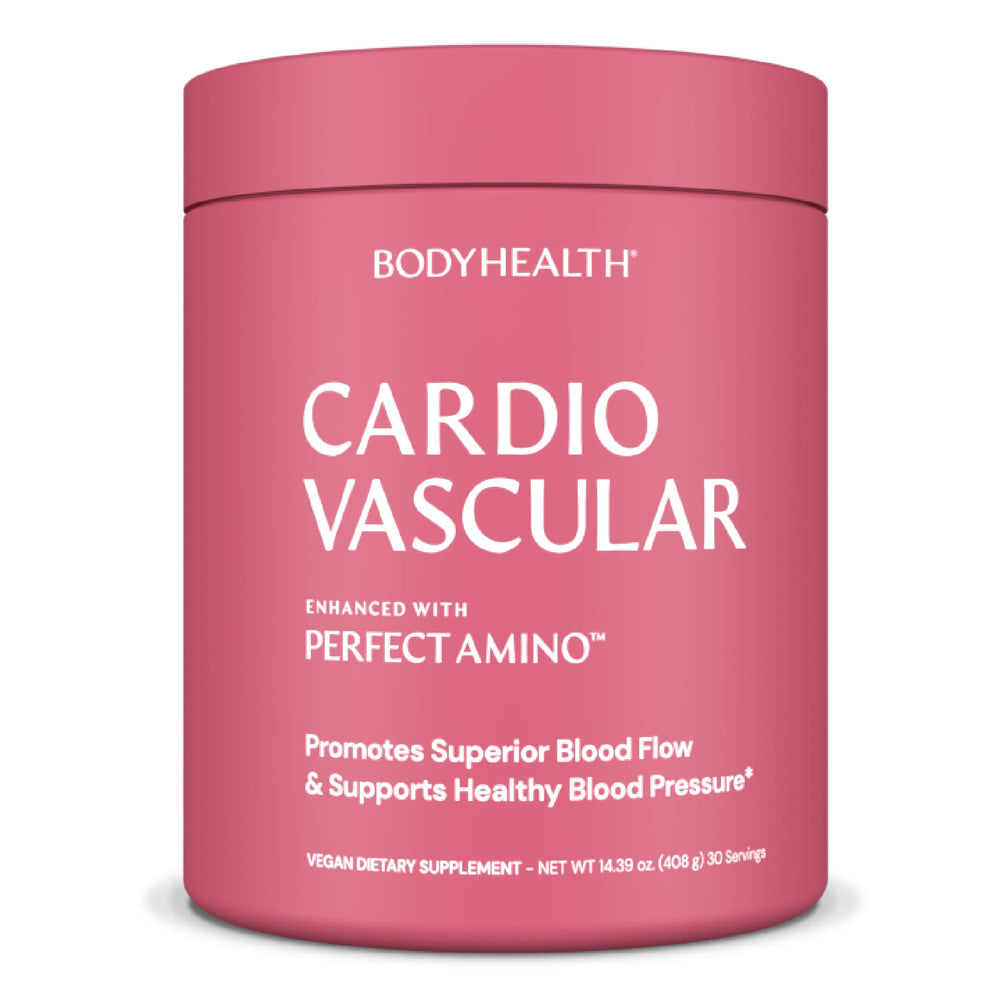 BodyHealth Cardio Vascular bottle pour shows chocolate flavor for daily use and support
