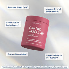 BodyHealth Cardio Vascular label closeup emphasizes clean ingredients and chocolate flavor