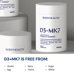 BodyHealth D3 + MK7 packaging and ingredients emphasizing keto and paleo-friendly profile.