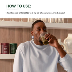 Daily shake with BodyHealth Greens Enhanced with PerfectAmino ready to blend