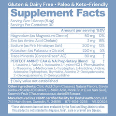 BodyHealth PerfectAmino Electrolytes Orange bottle showcasing keto-friendly hydration on the go.