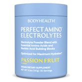 BodyHealth PerfectAmino Electrolytes powder being poured for quick hydration