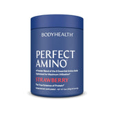 BodyHealth PerfectAmino powder bottle showcasing a clean, plant-based energy boost for workouts
