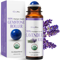 BodyJ4You lavender oil roll-on bottle for calming evening routines.