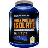 BodyTech Whey Protein Isolate Vanilla powder in tub for lean muscle support.
