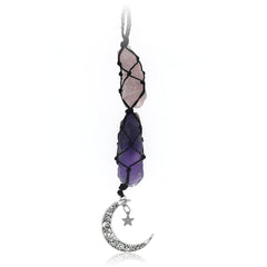 BOHO GARDEN crystal hanging car charm purple rear-view mirror decor