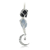 BOHO GARDEN hanging car charm with black tourmaline and blue calcite for calm driving