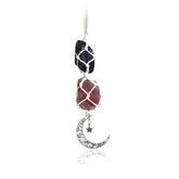 BOHO GARDEN hanging car charm with black tourmaline and carnelian for grounding energy.