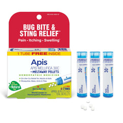 Boiron Apis Mellifica 30C pellets in a tube for on-the-go bite relief