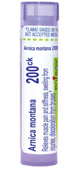 Boiron Arnica Montana 200CK bottle label signals plant-powered relief